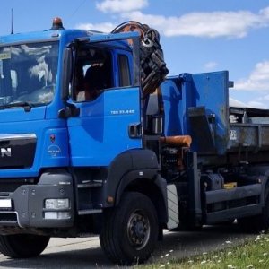 foto 6x6 MAN TGS hakowiec+ HDS Terex Atlas z pojemnik